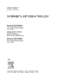 Experimental Methods in Tribology